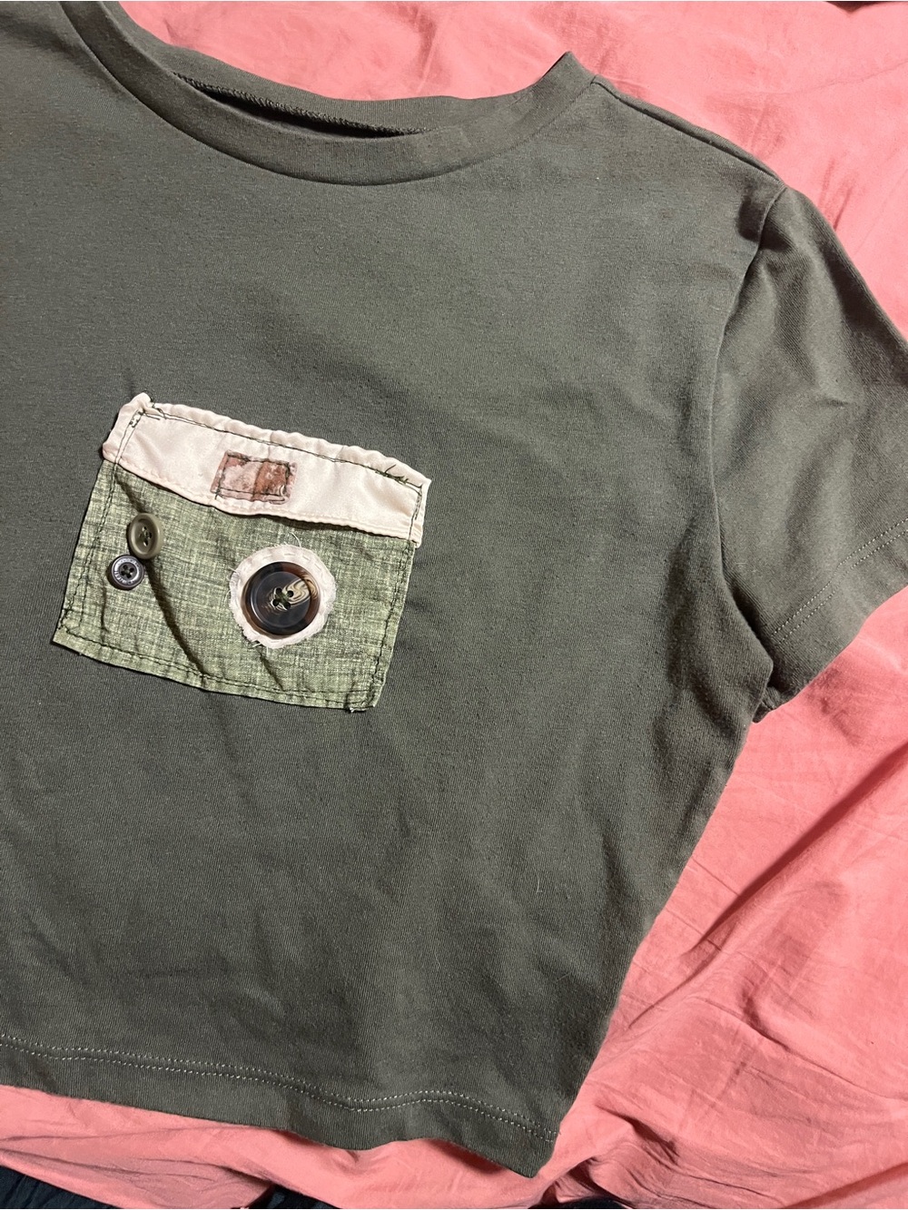 Hand sewn olive green camera t shirt wild fable baby tee